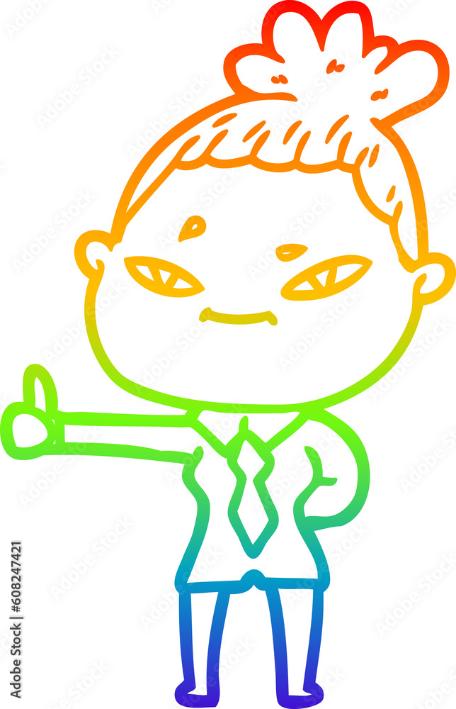 rainbow gradient line drawing of a cartoon woman rainbow gradient line drawing of a cartoon woman