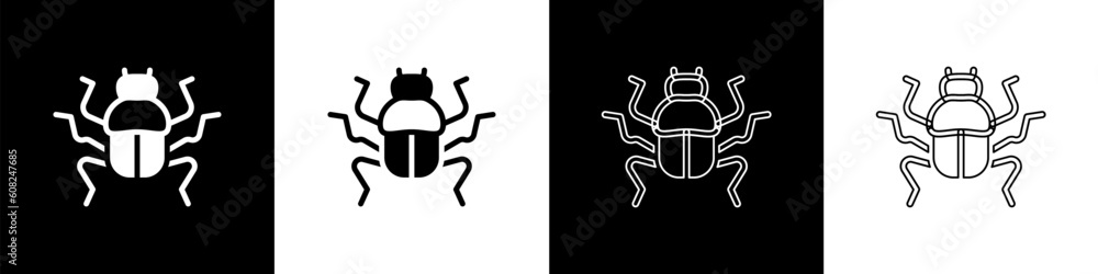 Set Beetle bug icon isolated on black and white background. Vector Set Beetle bug icon isolated on black and white background. Vector