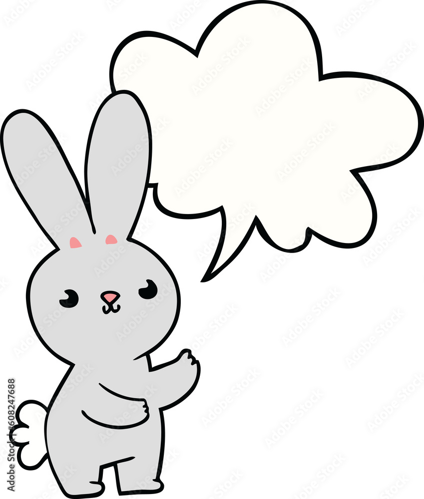 cute cartoon rabbit with speech bubble cute cartoon rabbit with speech bubble
