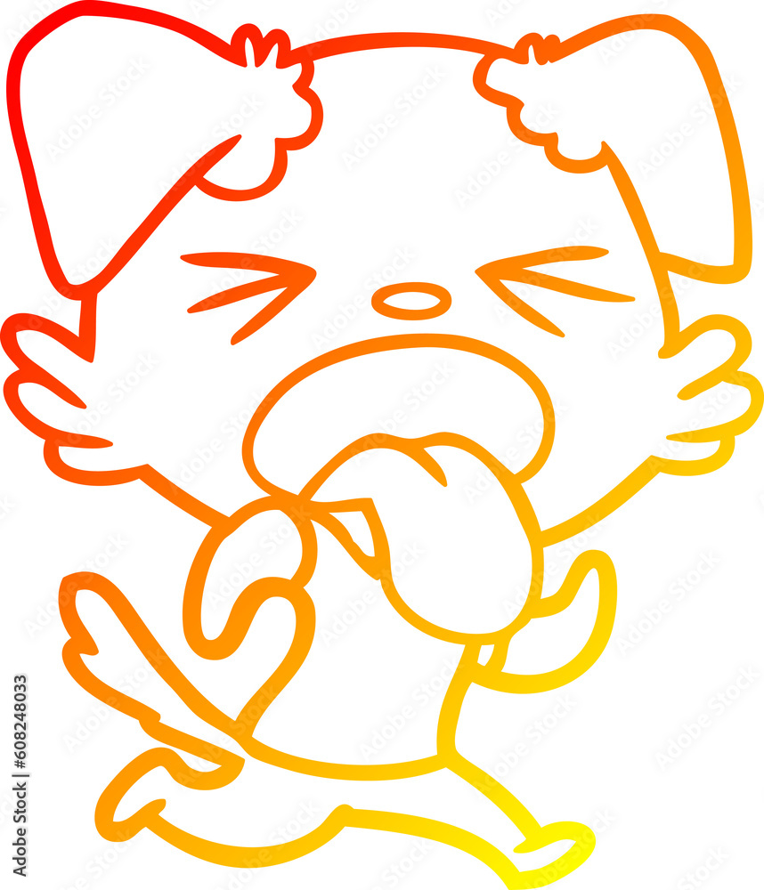 warm gradient line drawing of a cartoon disgusted dog warm gradient line drawing of a cartoon disgusted dog