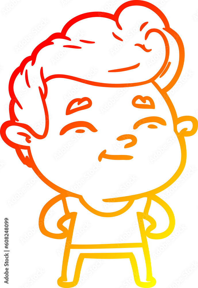 warm gradient line drawing of a happy cartoon man warm gradient line drawing of a happy cartoon man
