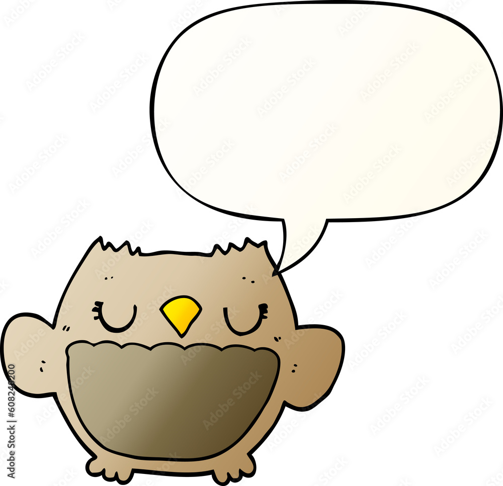 cartoon owl with speech bubble in smooth gradient style cartoon owl with speech bubble in smooth gradient style