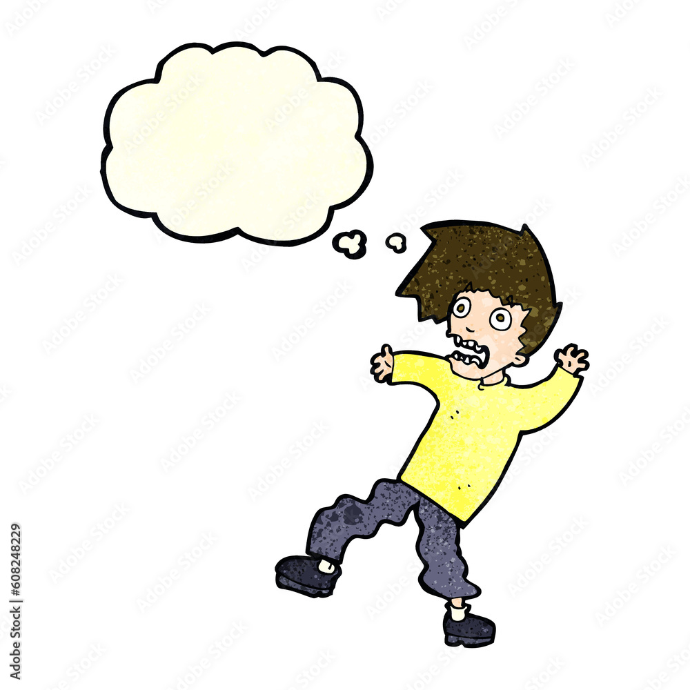 cartoon terrified man with thought bubble cartoon terrified man with thought bubble