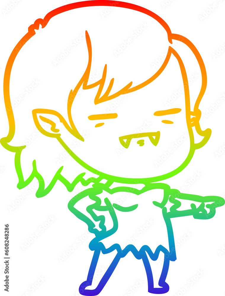 rainbow gradient line drawing of a cartoon undead vampire girl rainbow gradient line drawing of a cartoon undead vampire girl