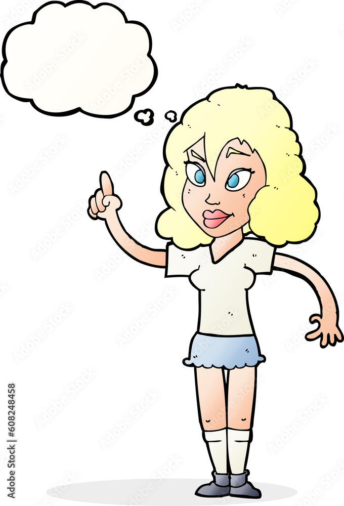 cartoon pretty woman with idea with thought bubble cartoon pretty woman with idea with thought bubble