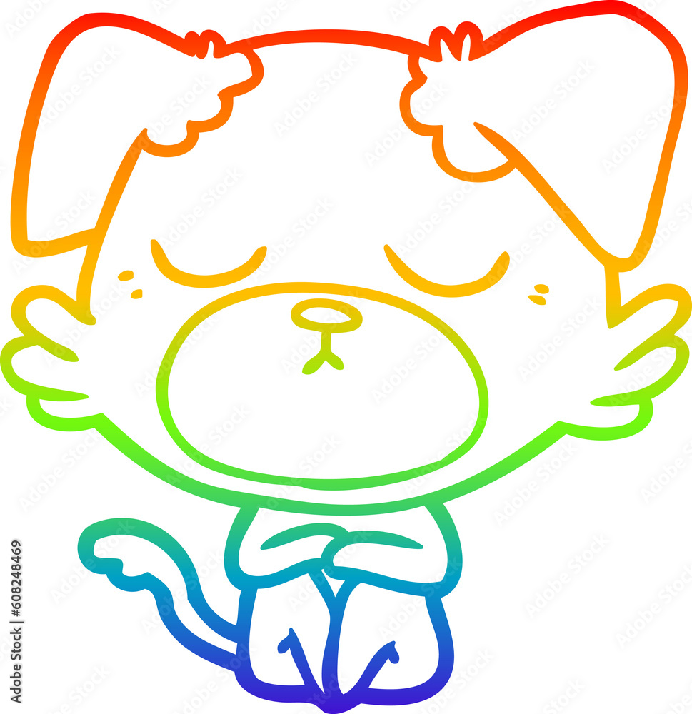 rainbow gradient line drawing of a cute cartoon dog rainbow gradient line drawing of a cute cartoon dog