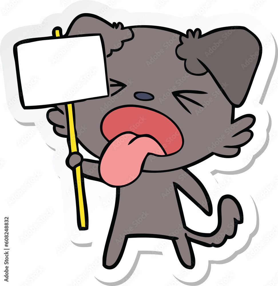 Obraz premium sticker of a cartoon disgusted dog