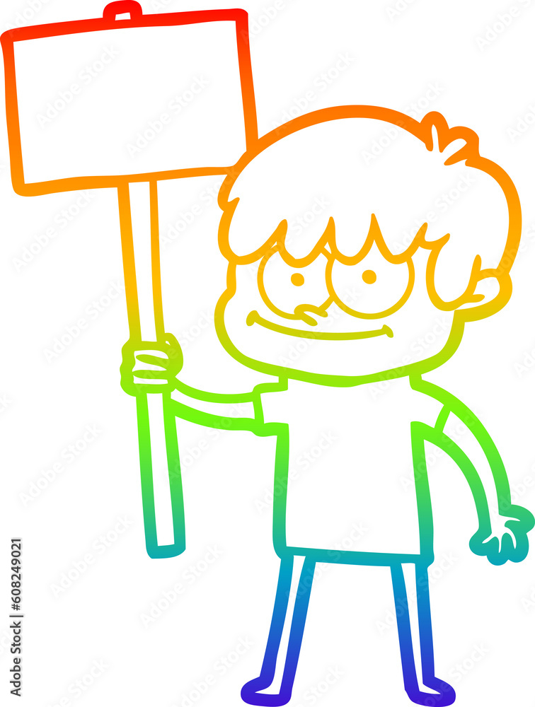 rainbow gradient line drawing of a happy cartoon man rainbow gradient line drawing of a happy cartoon man