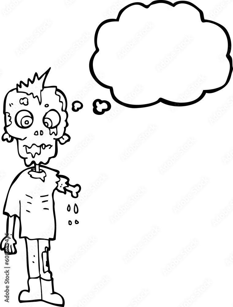 freehand drawn thought bubble cartoon zombie freehand drawn thought bubble cartoon zombie