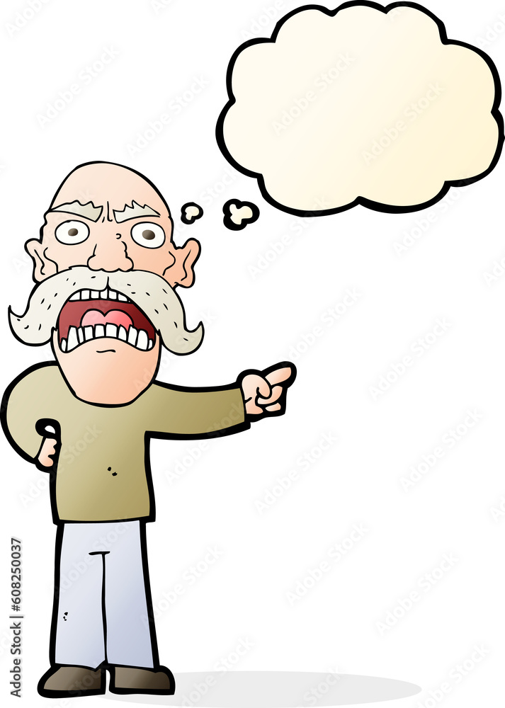 cartoon angry old man with thought bubble cartoon angry old man with thought bubble
