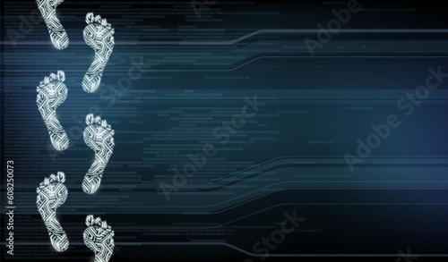 Modern technology background. Footprints with circuit pattern. Vector illustration for copy space.