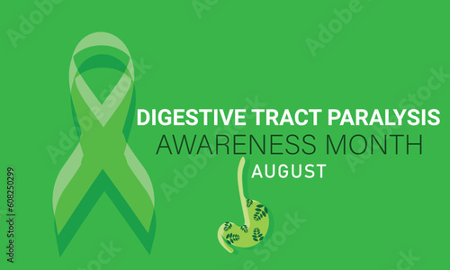 August is Digestive tract paralysis awareness month. background, banner, card, poster, template. Vector illustration.