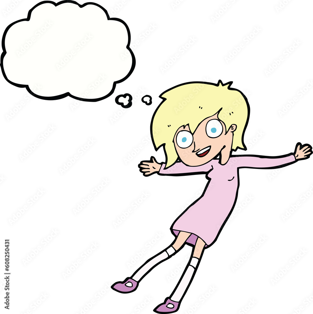 cartoon crazy excited girl with thought bubble cartoon crazy excited girl with thought bubble