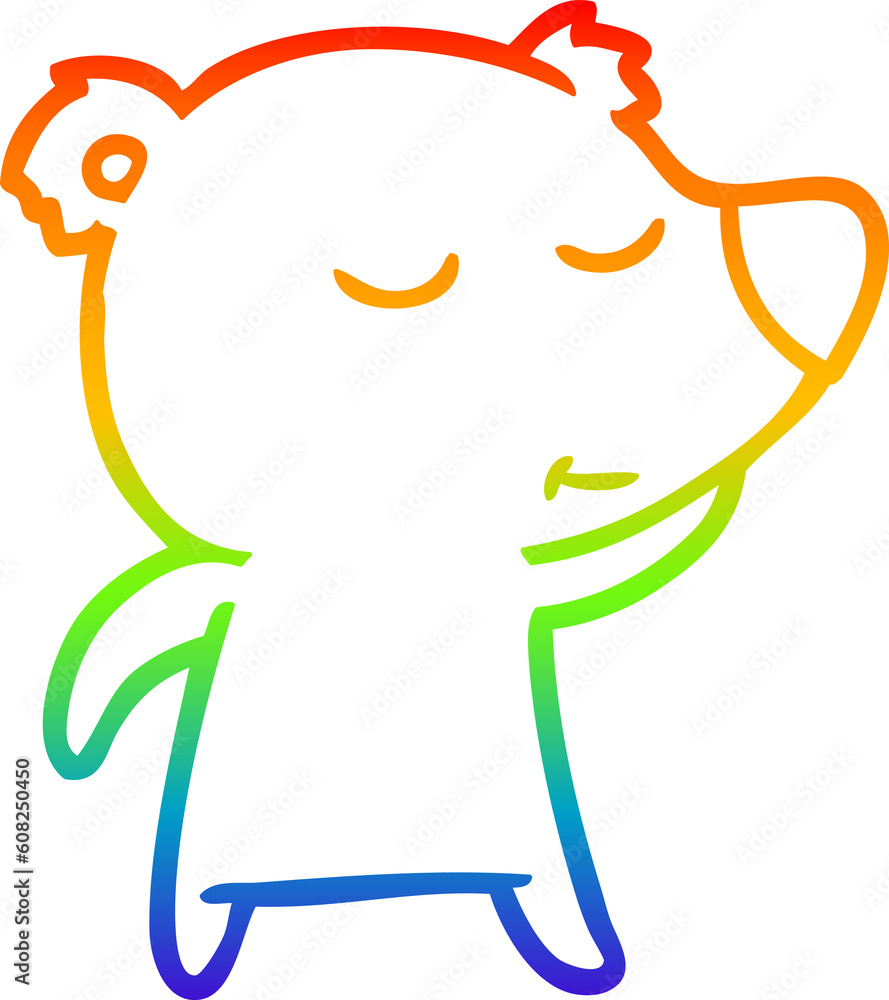 rainbow gradient line drawing of a happy cartoon bear rainbow gradient line drawing of a happy cartoon bear