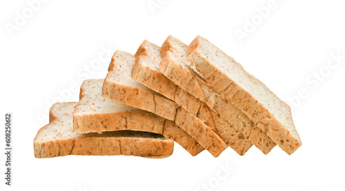 sliced bread in plate isolated on transparent png