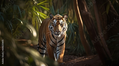 A Bengal Tiger  stalking its prey in the heart of the jungle