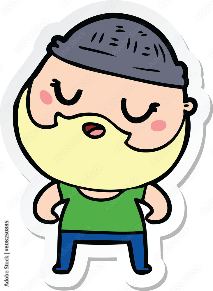 sticker of a cute cartoon man with beard sticker of a cute cartoon man with beard