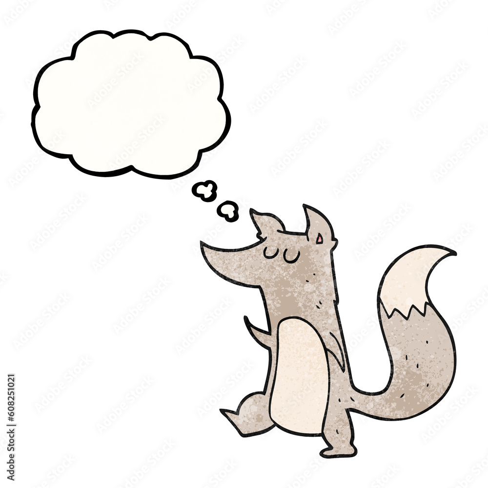 freehand drawn thought bubble textured cartoon little wolf freehand drawn thought bubble textured cartoon little wolf