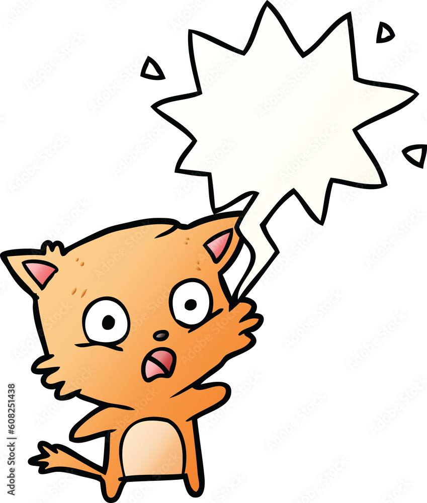 cartoon cat with speech bubble in smooth gradient style cartoon cat with speech bubble in smooth gradient style