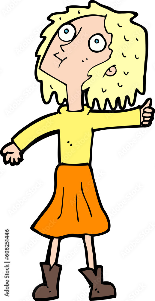Fototapeta premium cartoon woman looking up to the sky