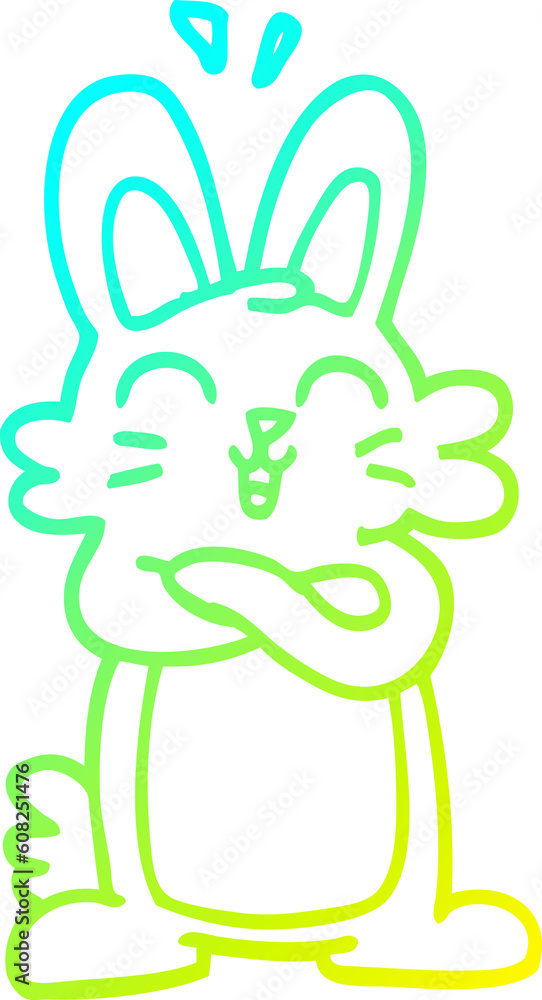 cold gradient line drawing of a cartoon jolly bunny cold gradient line drawing of a cartoon jolly bunny