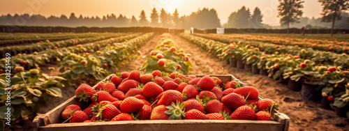 strawberries grow in the garden harvest. Generative Ai,
