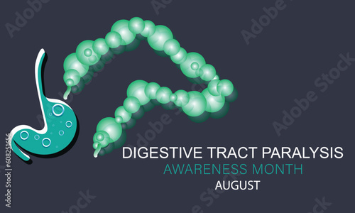 August is Digestive tract paralysis awareness month. background, banner, card, poster, template. Vector illustration.