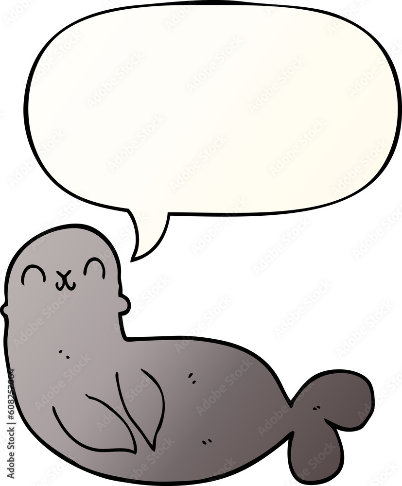cartoon seal with speech bubble in smooth gradient style cartoon seal with speech bubble in smooth gradient style