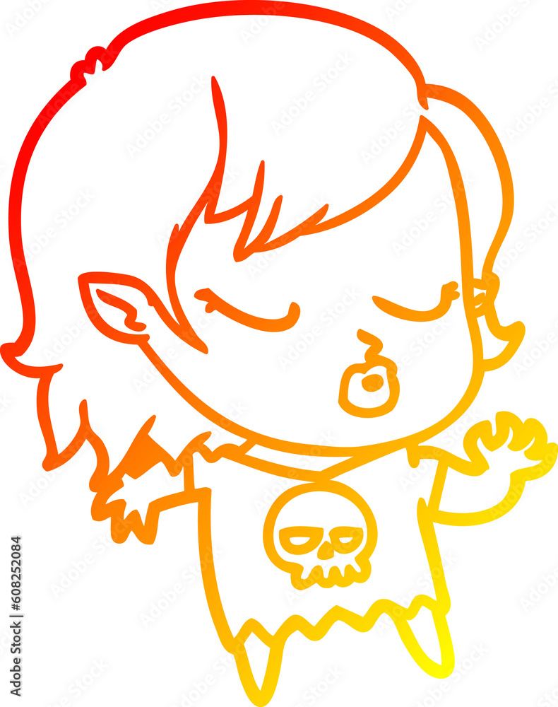 warm gradient line drawing of a cute cartoon vampire girl warm gradient line drawing of a cute cartoon vampire girl