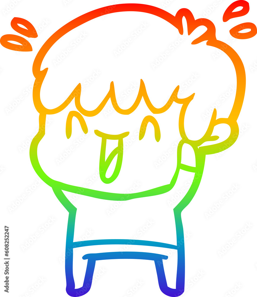 rainbow gradient line drawing of a cartoon laughing boy rainbow gradient line drawing of a cartoon laughing boy