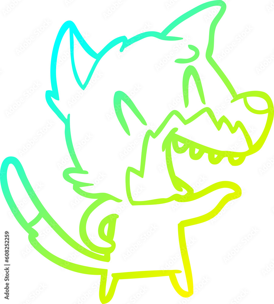 cold gradient line drawing of a laughing fox cartoon cold gradient line drawing of a laughing fox cartoon