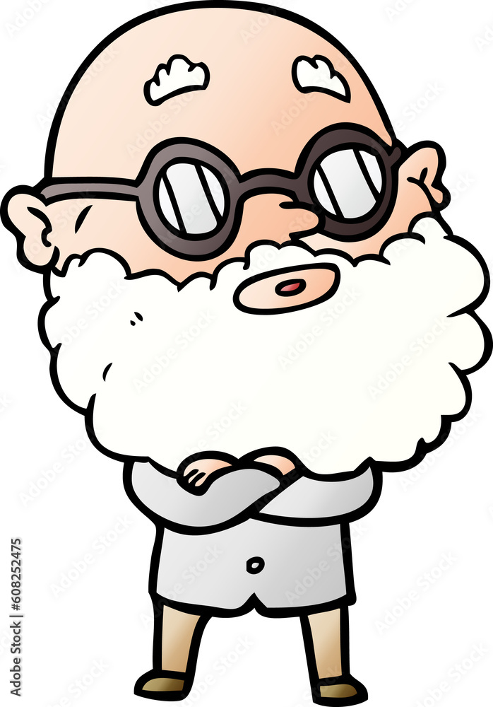 cartoon curious man with beard and glasses cartoon curious man with beard and glasses