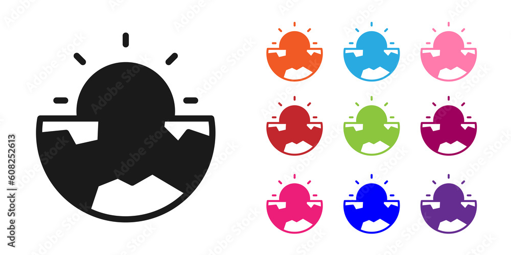 Black Earth core structure crust icon isolated on white background. Set icons colorful. Vector Black Earth core structure crust icon isolated on white background. Set icons colorful. Vector