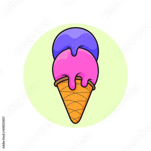Cute kawaii ice cream mascot