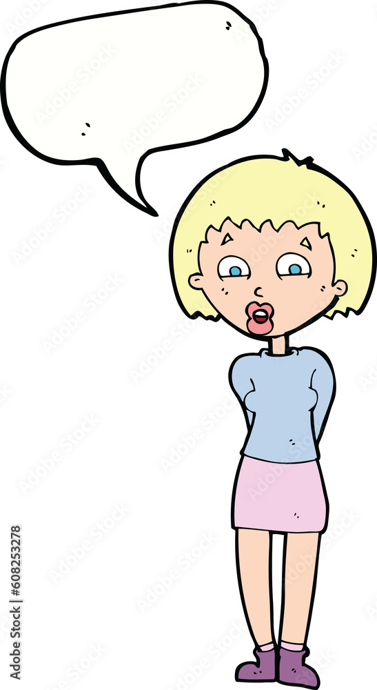 cartoon surprised woman with speech bubble cartoon surprised woman with speech bubble