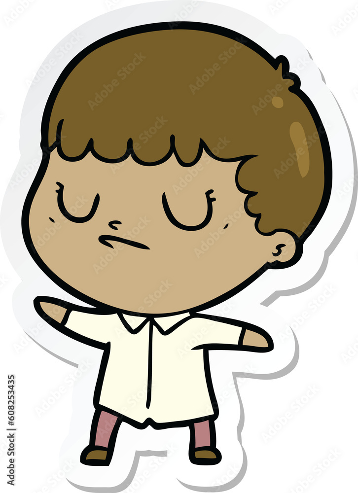 sticker of a cartoon grumpy boy sticker of a cartoon grumpy boy