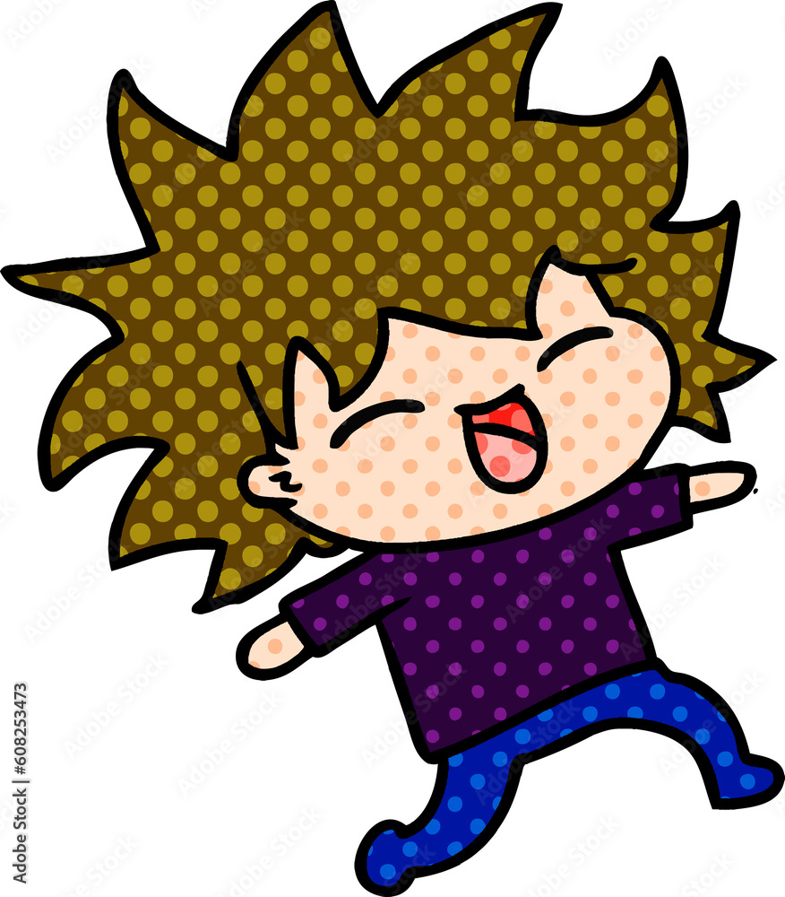 freehand drawn cartoon of cute kawaii girl freehand drawn cartoon of cute kawaii girl