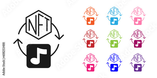 Black NFT Digital crypto art icon isolated on white background. Non fungible token. Set icons colorful. Vector
