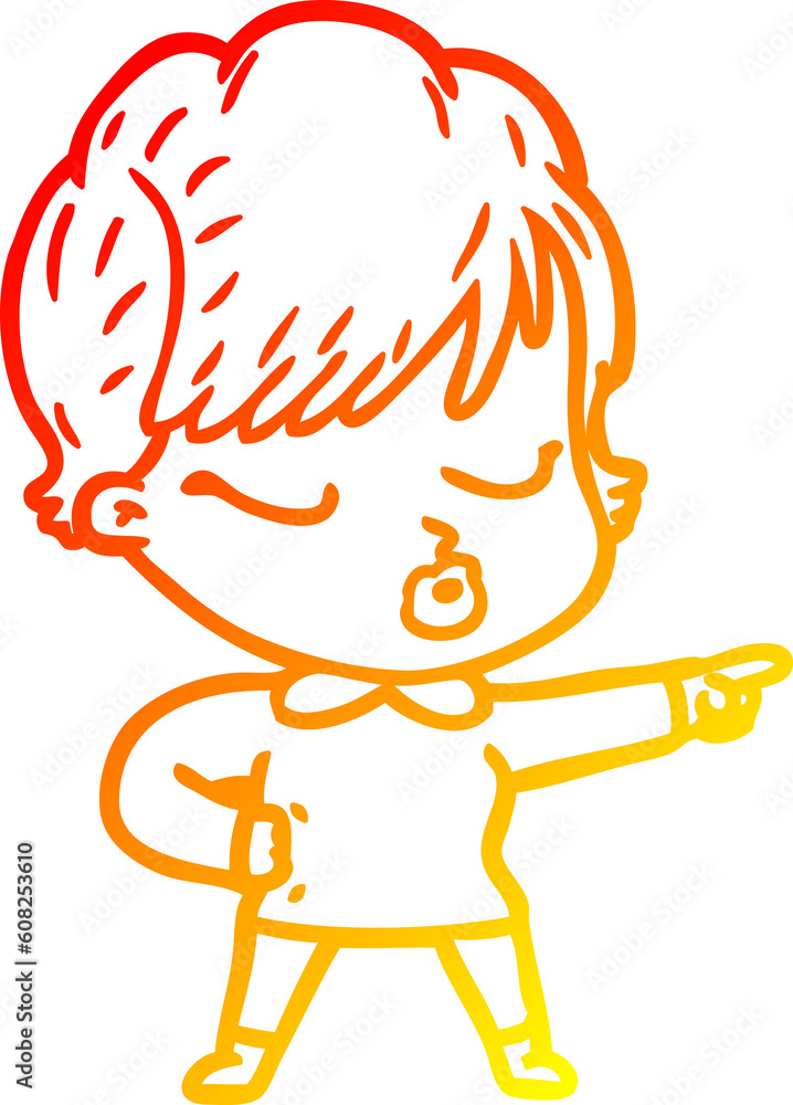 warm gradient line drawing of a cartoon woman with eyes shut warm gradient line drawing of a cartoon woman with eyes shut
