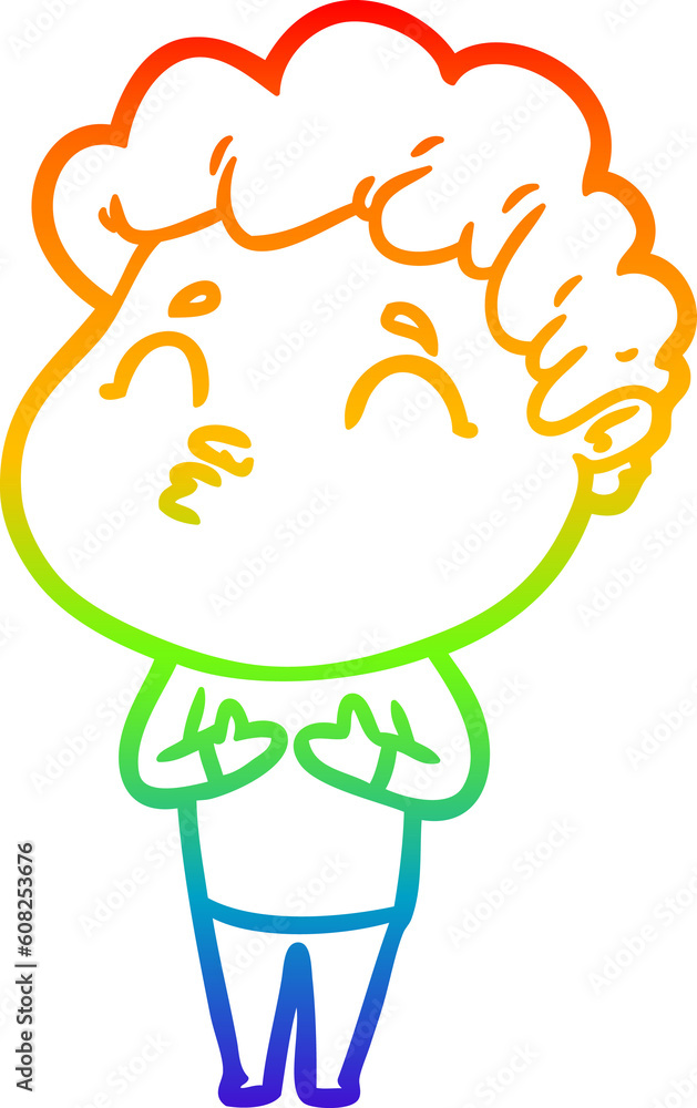 rainbow gradient line drawing of a cartoon man pouting rainbow gradient line drawing of a cartoon man pouting