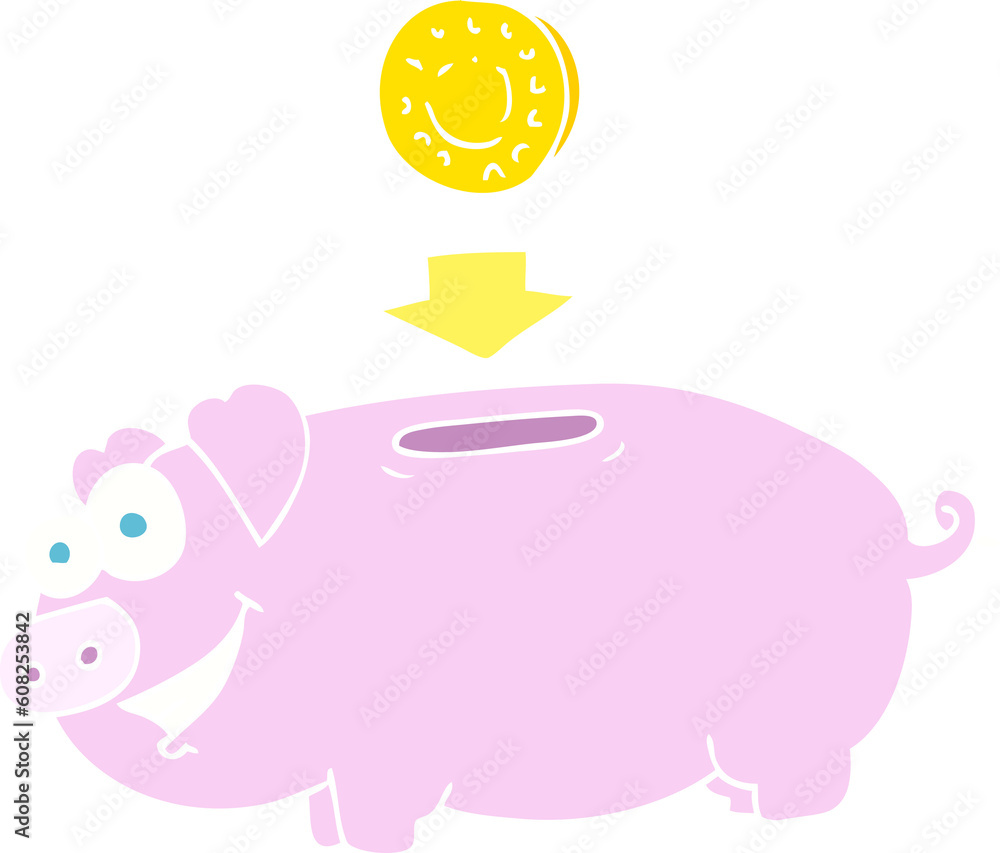 flat color illustration of piggy bank flat color illustration of piggy bank