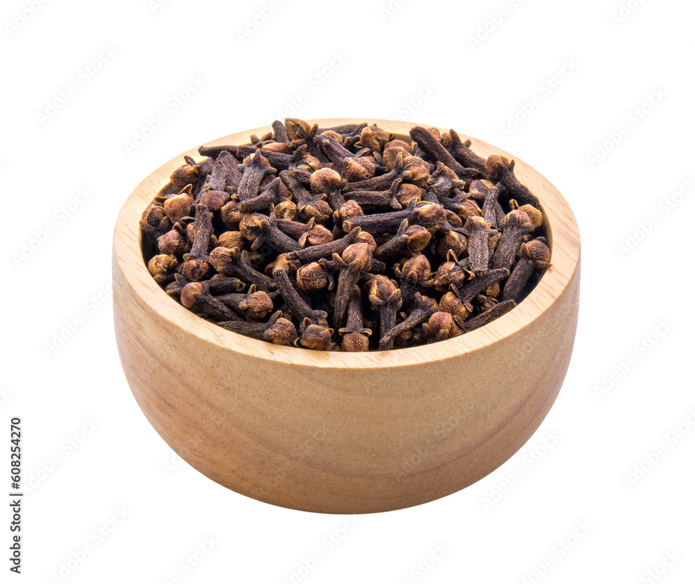 cloves spices in wood bowl on transparent png cloves spices in wood bowl on transparent png