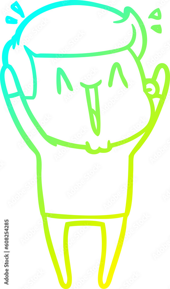 cold gradient line drawing of a cartoon happy man cold gradient line drawing of a cartoon happy man