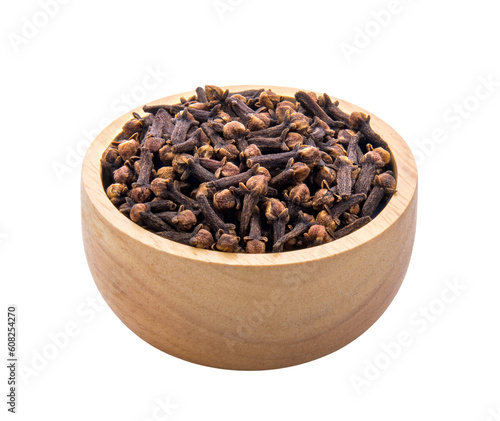 cloves spices in wood bowl on transparent png