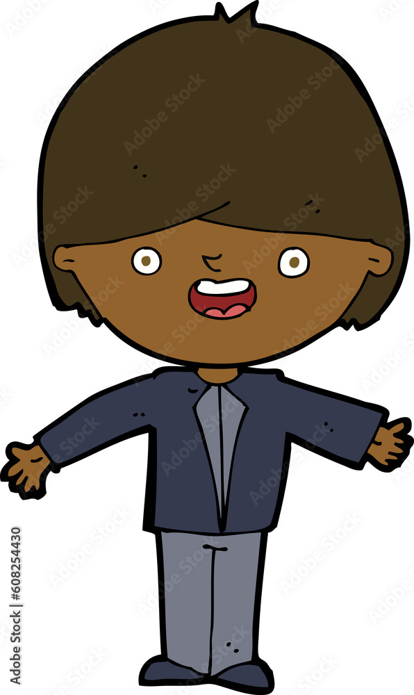 cartoon happy boy with open arms cartoon happy boy with open arms