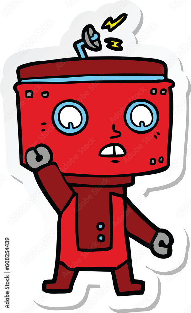 sticker of a cartoon robot waving sticker of a cartoon robot waving