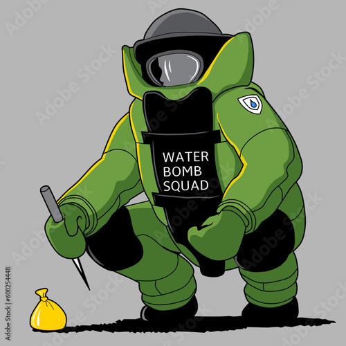 water bomb squad vector illustraction funny