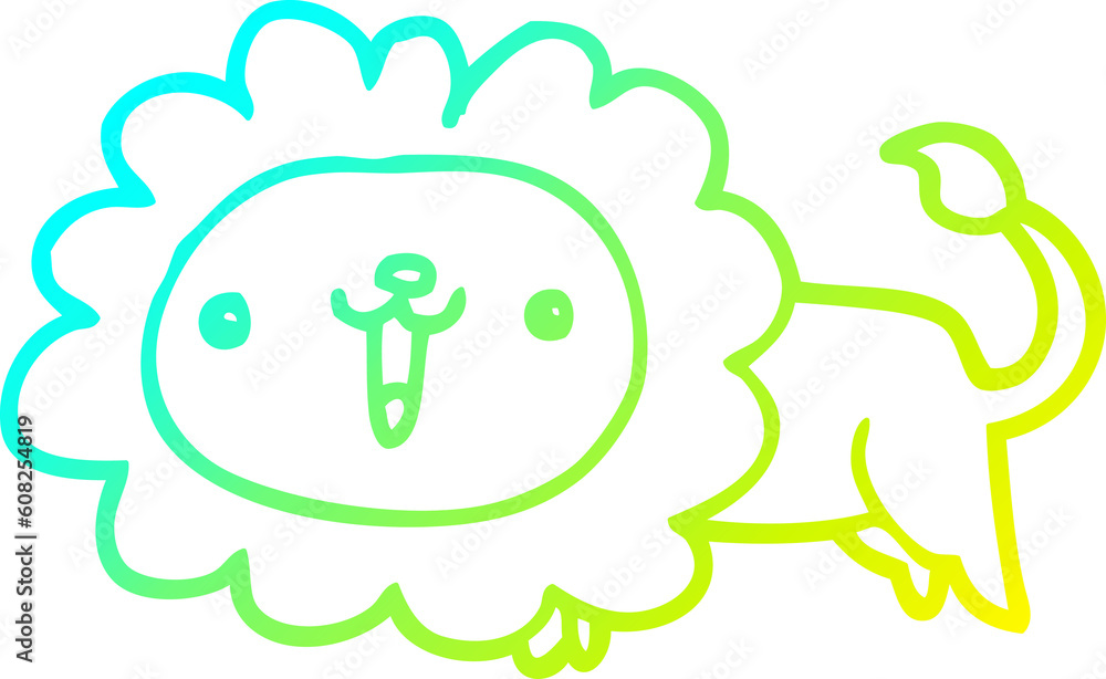 cold gradient line drawing of a cute cartoon lion cold gradient line drawing of a cute cartoon lion