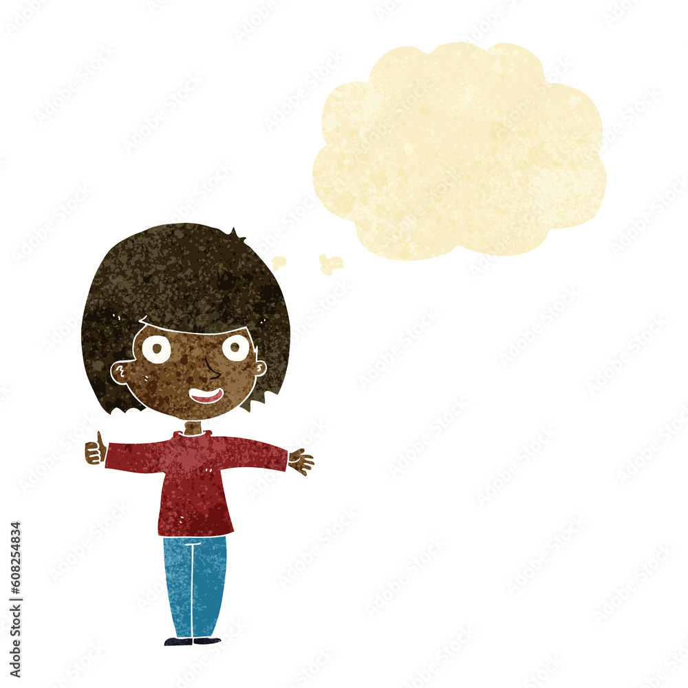 cartoon happy woman with thought bubble cartoon happy woman with thought bubble