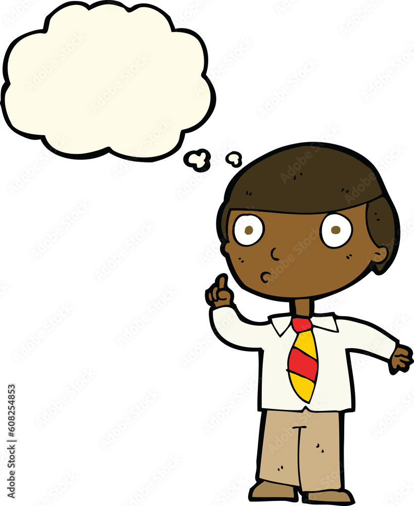 cartoon school boy with thought bubble cartoon school boy with thought bubble